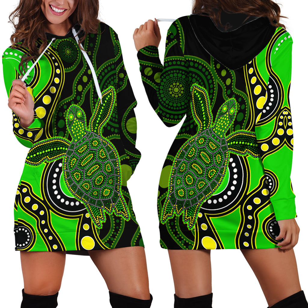 aboriginal-turtle-hoodie-dress-green-style