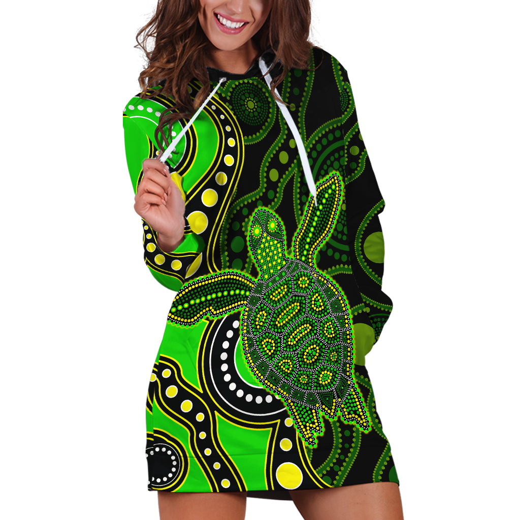 aboriginal-turtle-hoodie-dress-green-style