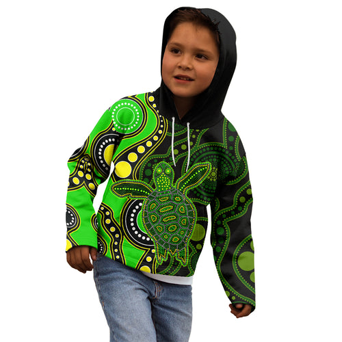 aboriginal-turtle-kid-hoodie-green-style