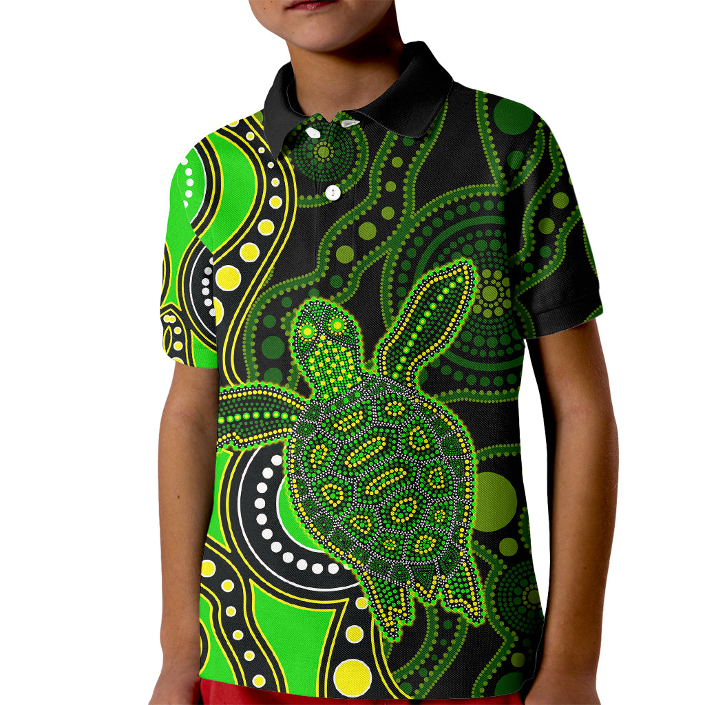 aboriginal-turtle-kid-polo-shirt-green-style