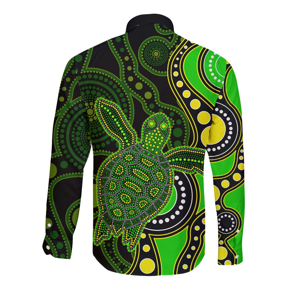 aboriginal-turtle-long-sleeve-button-shirt-green-style