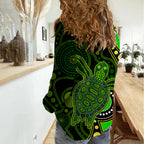 aboriginal-turtle-women-casual-shirt-green-style