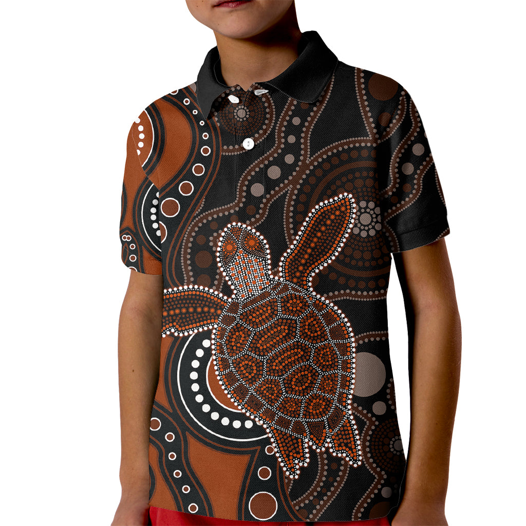 aboriginal-turtle-kid-polo-shirt-brown-style