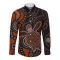 aboriginal-turtle-long-sleeve-button-shirt-brown-style