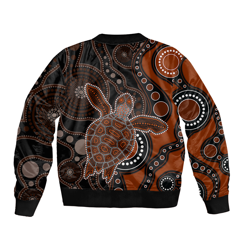 aboriginal-turtle-sleeve-zip-bomber-jacket-brown-style