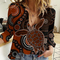 aboriginal-turtle-women-casual-shirt-brown-style