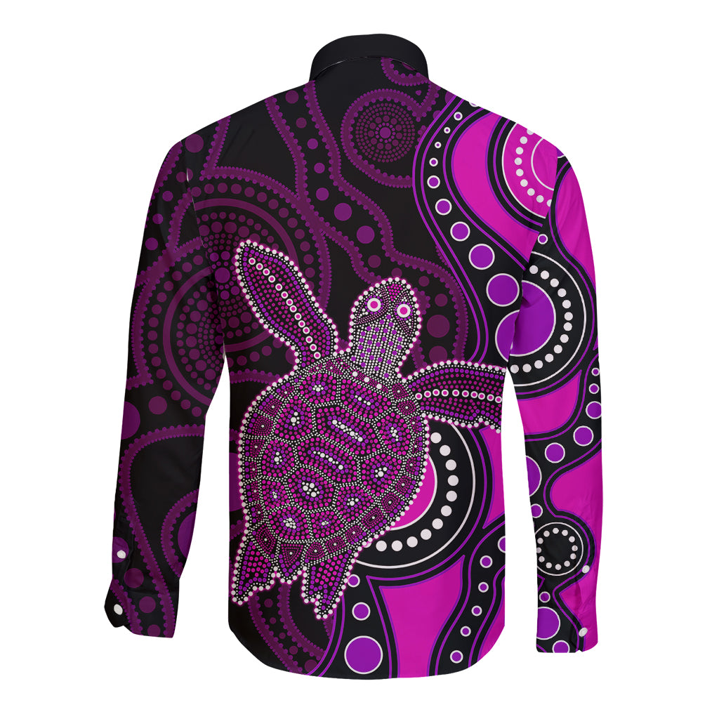 aboriginal-turtle-long-sleeve-button-shirt-pink-style