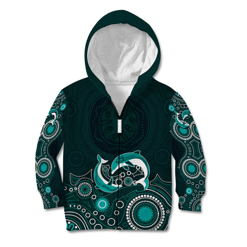 australia-aboriginal-kid-hoodie-dolphin-green