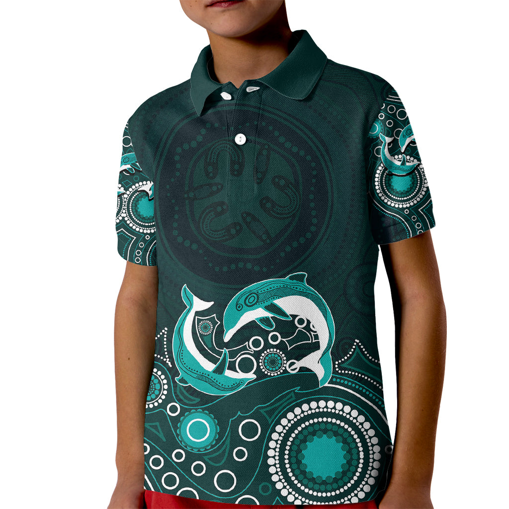 australia-aboriginal-kid-polo-shirt-dolphin-green