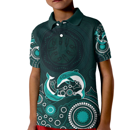 australia-aboriginal-kid-polo-shirt-dolphin-green