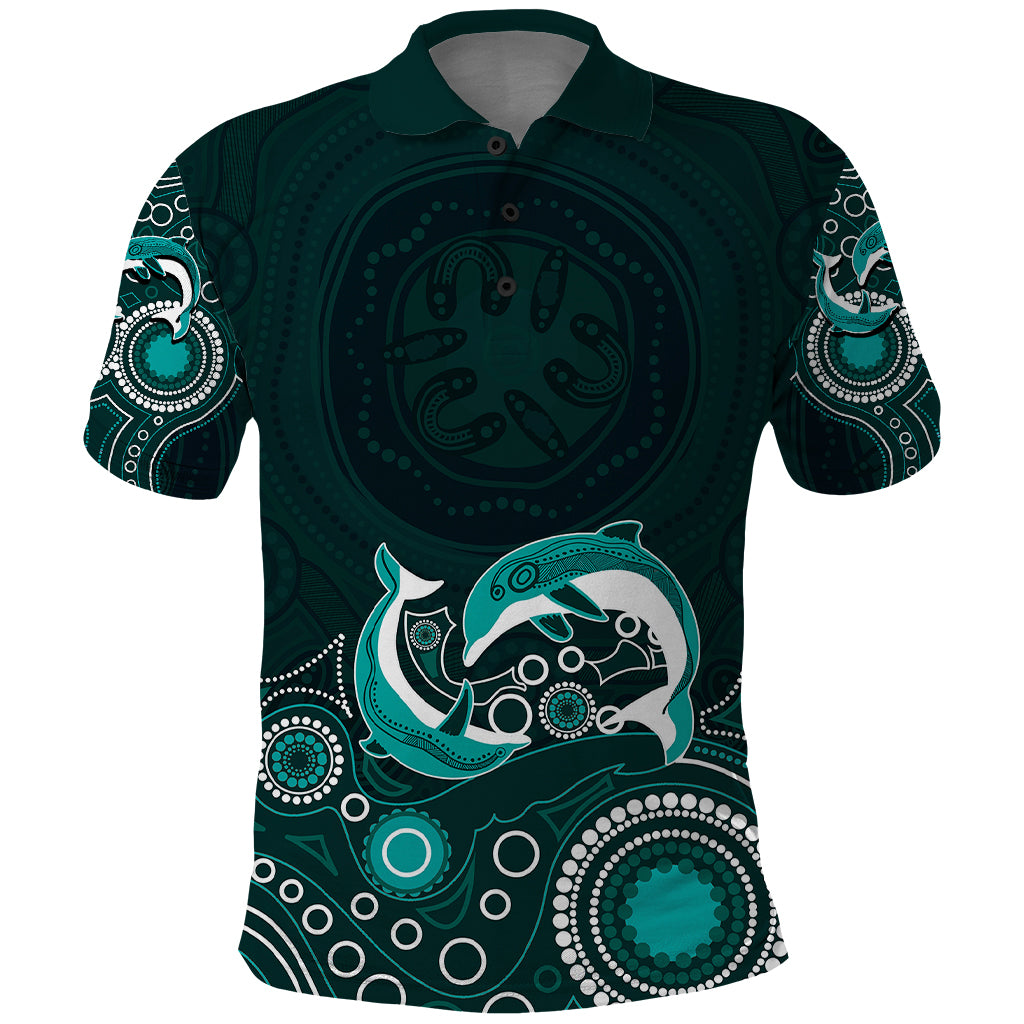 australia-aboriginal-polo-shirt-dolphin-green