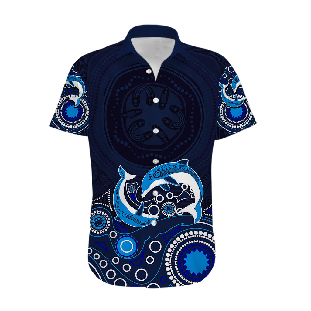 australia-aboriginal-hawaiian-shirt-dolphin-dark-blue