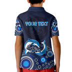 australia-aboriginal-kid-polo-shirt-dolphin-dark-blue