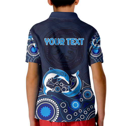 australia-aboriginal-kid-polo-shirt-dolphin-dark-blue