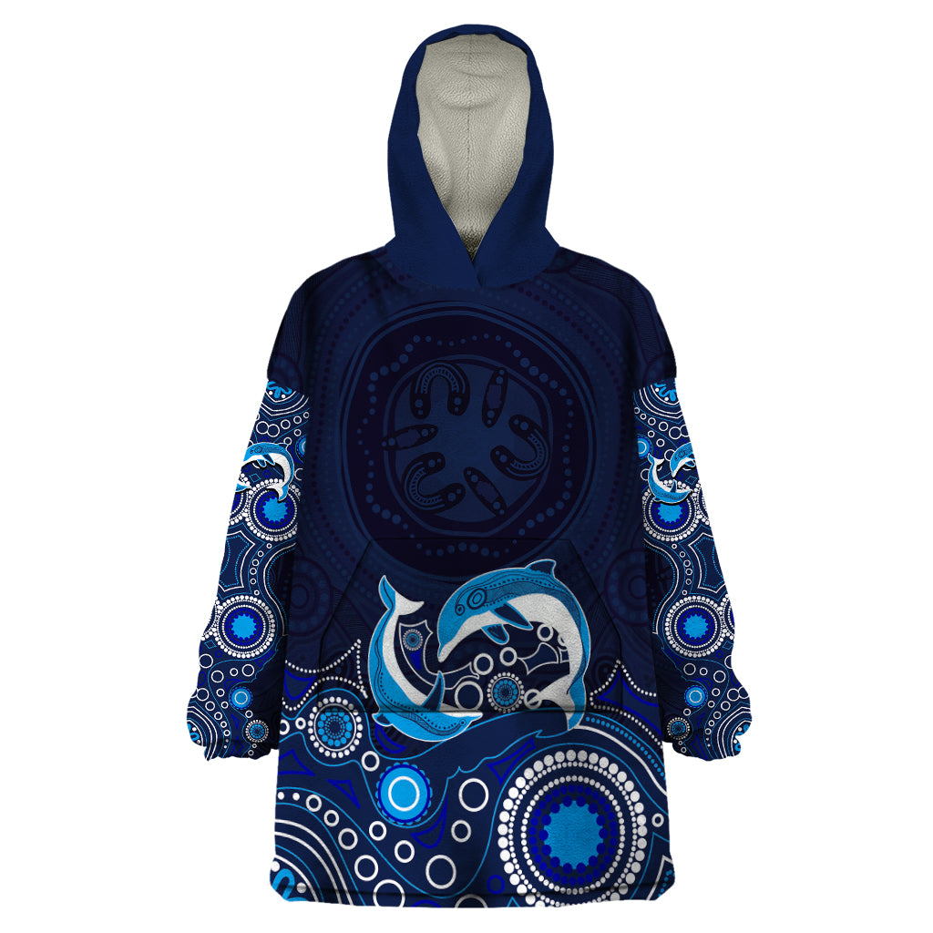 australia-aboriginal-wearable-blanket-hoodie-dolphin-dark-blue