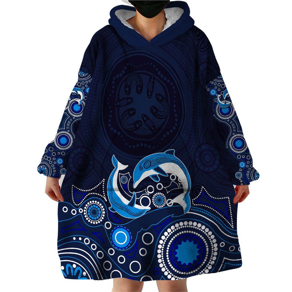 australia-aboriginal-wearable-blanket-hoodie-dolphin-dark-blue