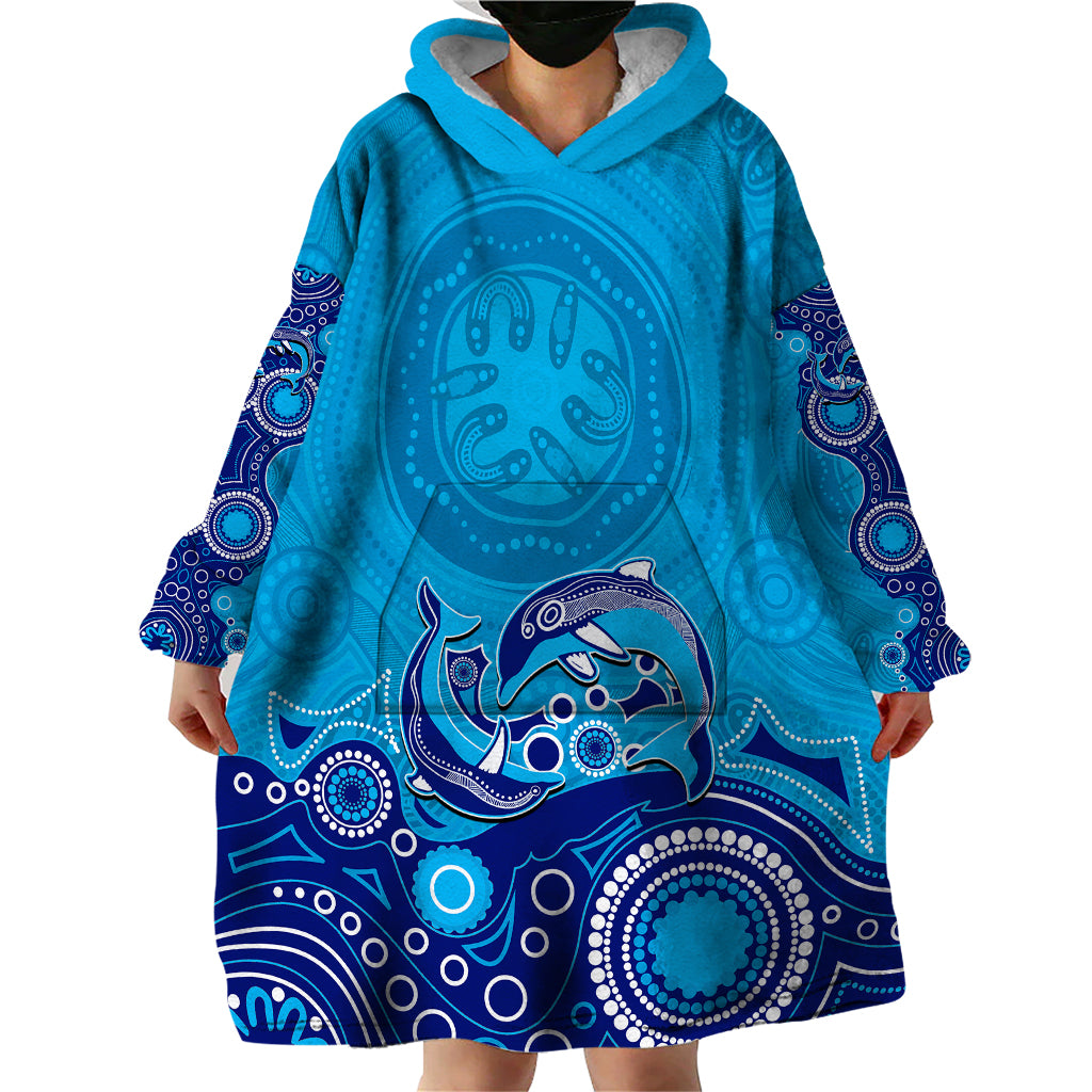 australia-aboriginal-wearable-blanket-hoodie-dolphin-light-blue