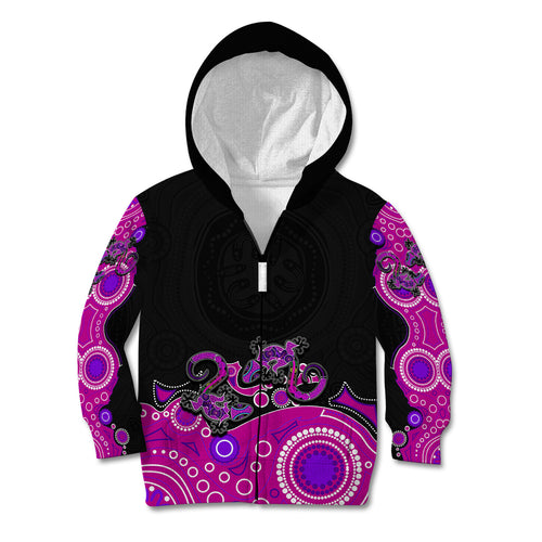 australia-aboriginal-kid-hoodie-lizard-pink