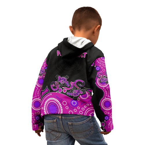 australia-aboriginal-kid-hoodie-lizard-pink