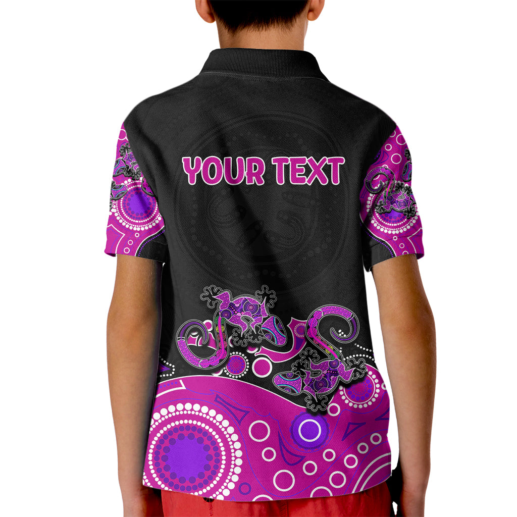 australia-aboriginal-kid-polo-shirt-lizard-pink