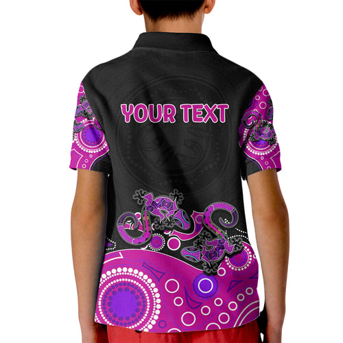 australia-aboriginal-kid-polo-shirt-lizard-pink
