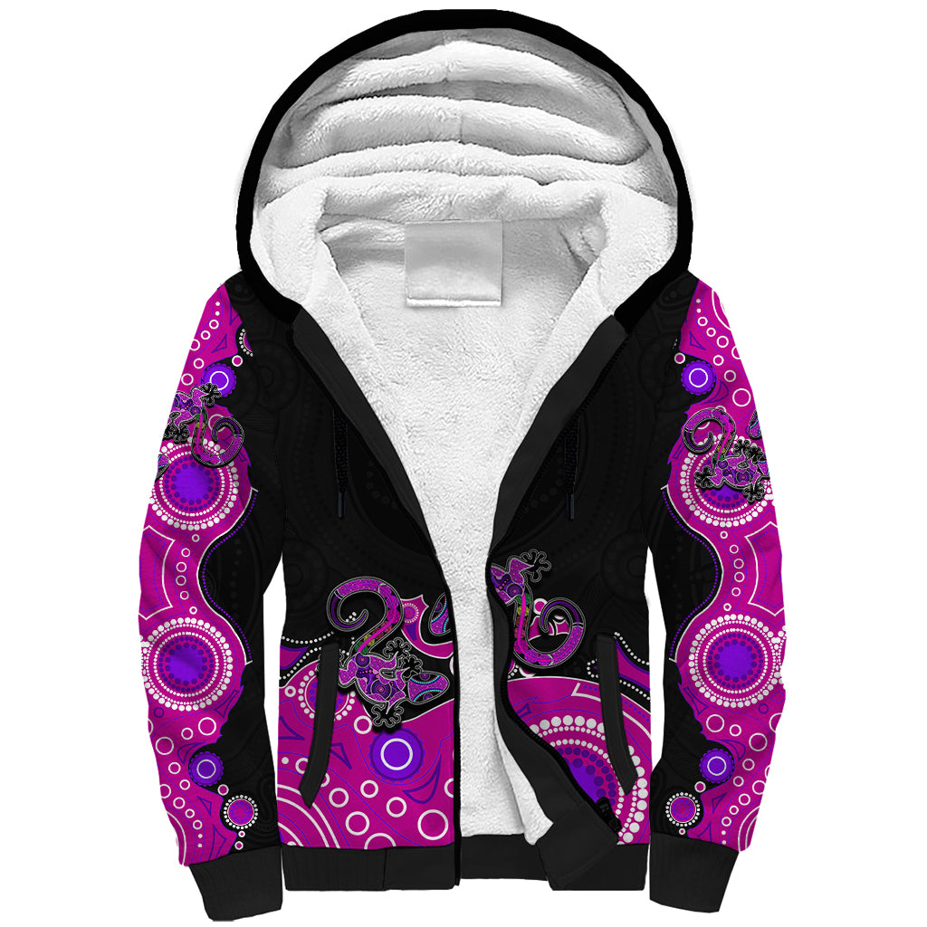 australia-aboriginal-sherpa-hoodie-lizard-pink