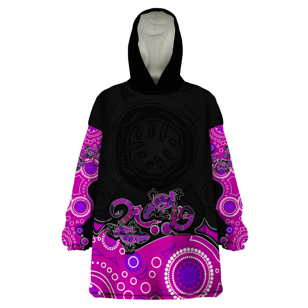 australia-aboriginal-wearable-blanket-hoodie-lizard-pink
