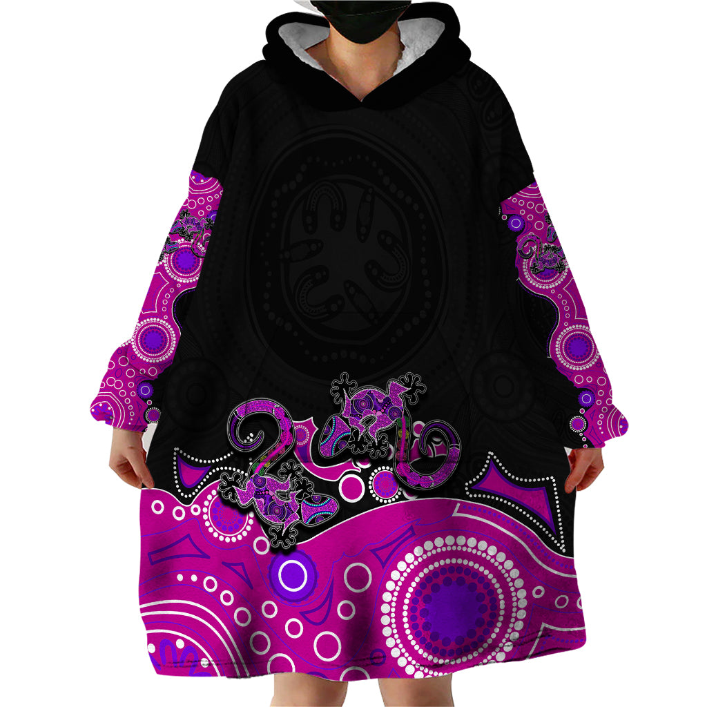 australia-aboriginal-wearable-blanket-hoodie-lizard-pink