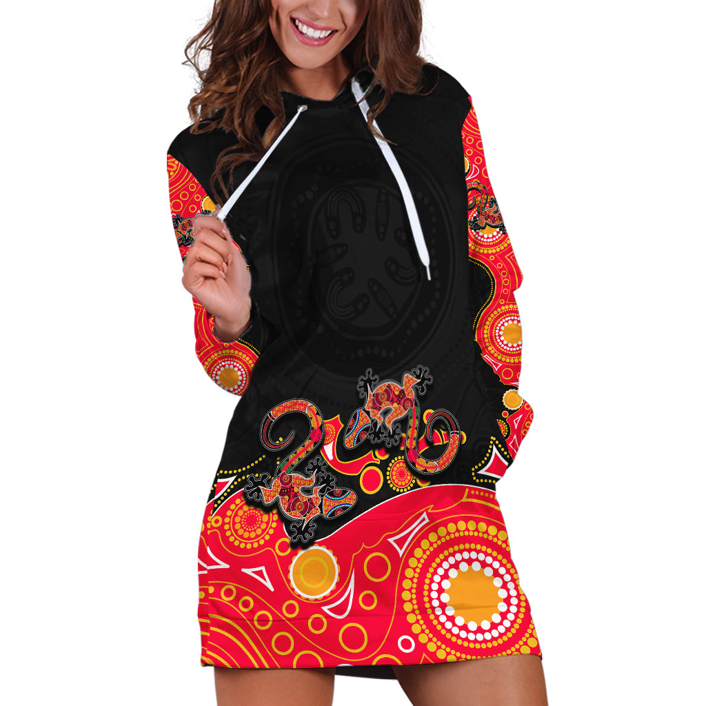 australia-aboriginal-hoodie-dress-lizard-red