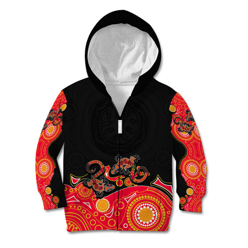 australia-aboriginal-kid-hoodie-lizard-red