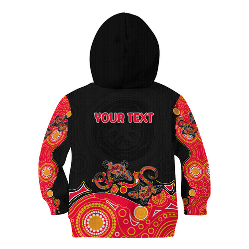 australia-aboriginal-kid-hoodie-lizard-red