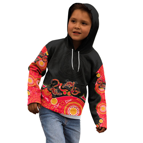 australia-aboriginal-kid-hoodie-lizard-red