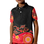 australia-aboriginal-kid-polo-shirt-lizard-red