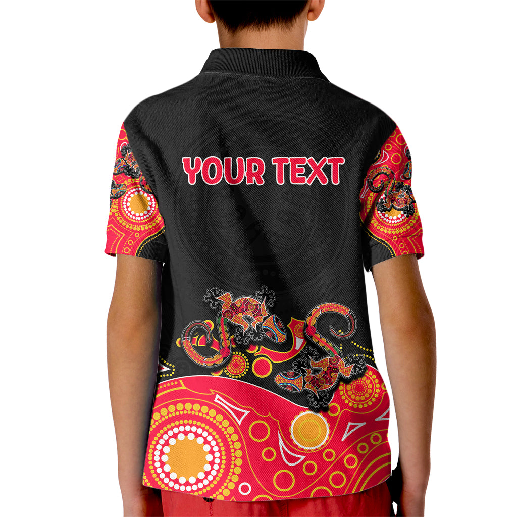 australia-aboriginal-kid-polo-shirt-lizard-red