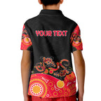 australia-aboriginal-kid-polo-shirt-lizard-red