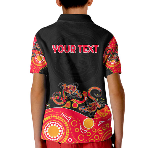 australia-aboriginal-kid-polo-shirt-lizard-red