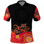 australia-aboriginal-polo-shirt-lizard-red