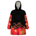 australia-aboriginal-wearable-blanket-hoodie-lizard-red
