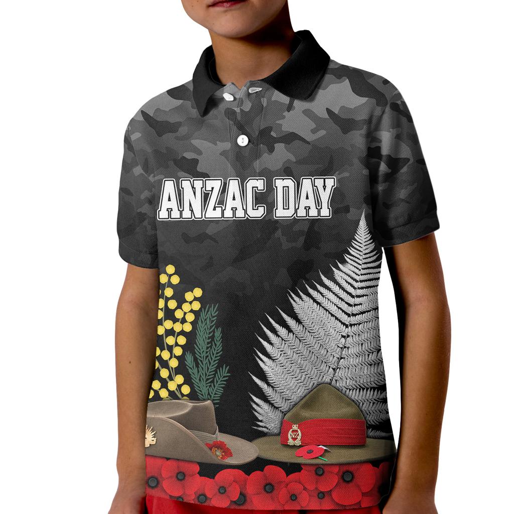 anzac-day-kid-polo-shirt-camo-style-slouch-hats-mix-silver-fern-golden-wattle