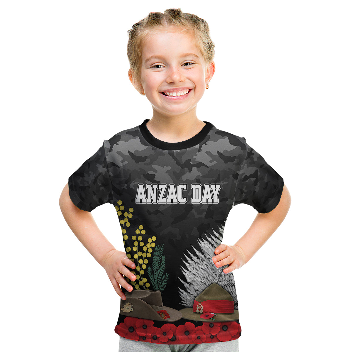 anzac-day-kid-t-shirt-camo-style-slouch-hats-mix-silver-fern-golden-wattle