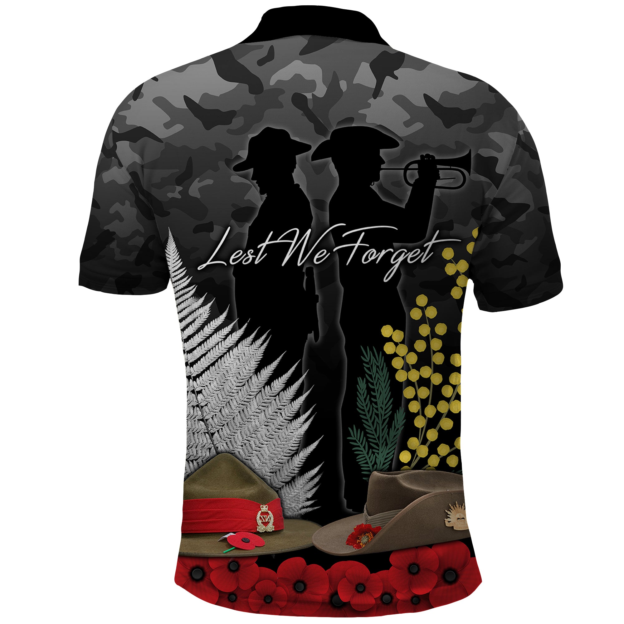 anzac-day-polo-shirt-camo-style-slouch-hats-mix-silver-fern-golden-wattle