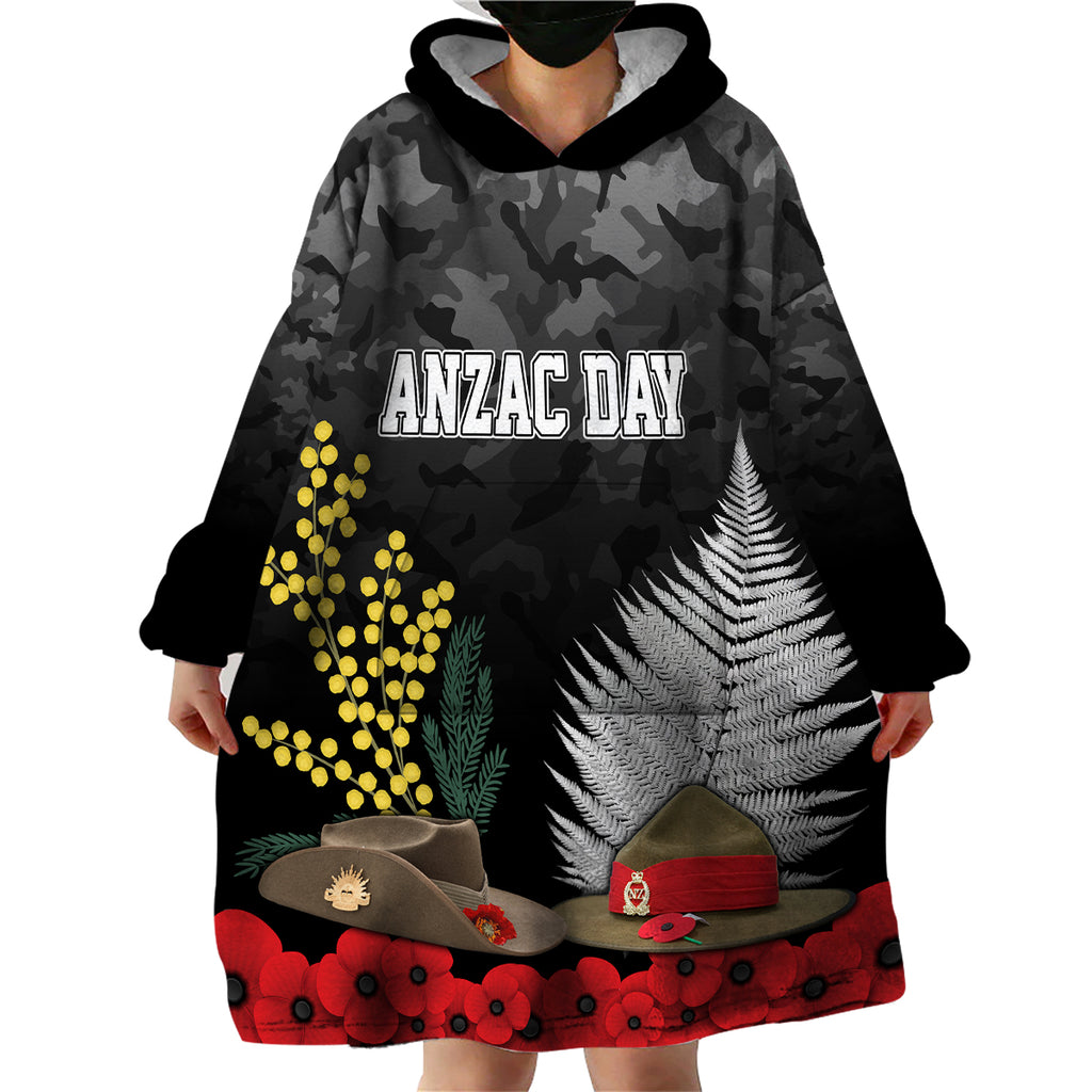 anzac-day-wearable-blanket-hoodie-camo-style-slouch-hats-mix-silver-fern-golden-wattle