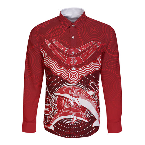 personalised-dolphins-rugby-long-sleeve-button-shirt-aboriginal-boomerang-artsy-style