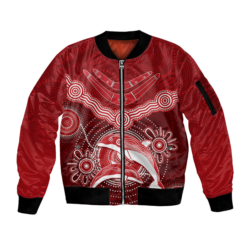 personalised-dolphins-rugby-sleeve-zip-bomber-jacket-aboriginal-boomerang-artsy-style