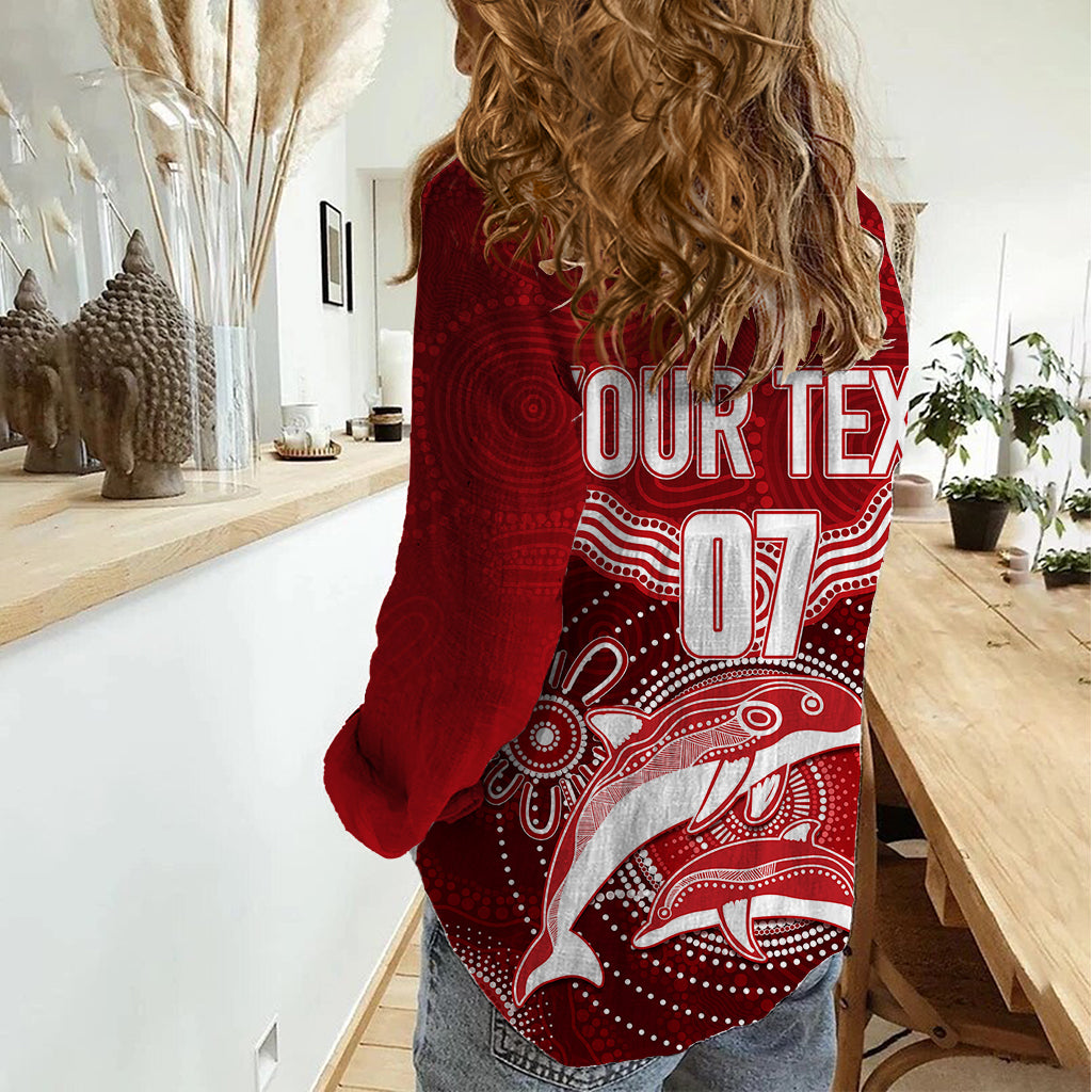 personalised-dolphins-rugby-women-casual-shirt-aboriginal-boomerang-artsy-style