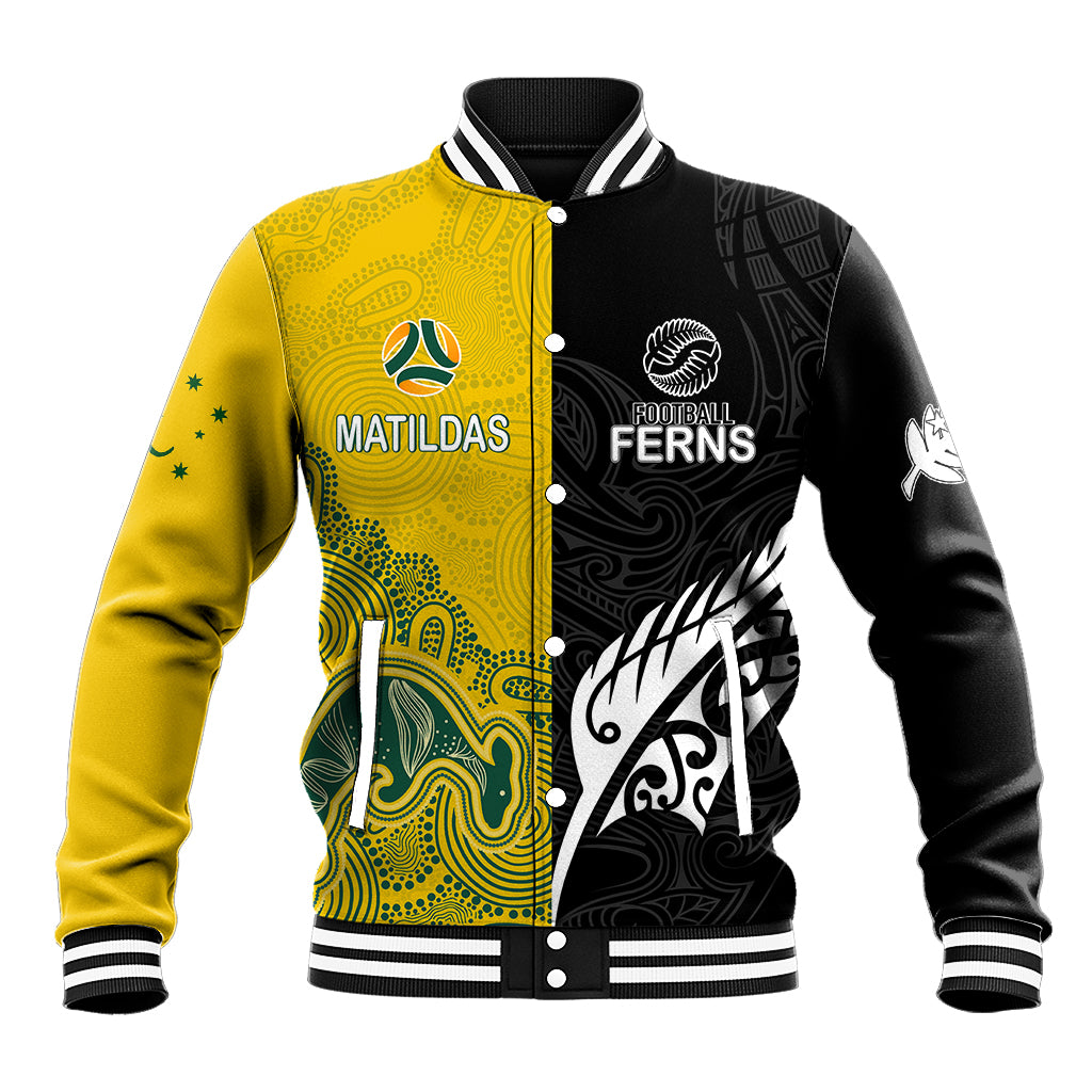 personalised-matildas-mix-football-ferns-baseball-jacket-2023-world-cup-aboriginal-tribal-style