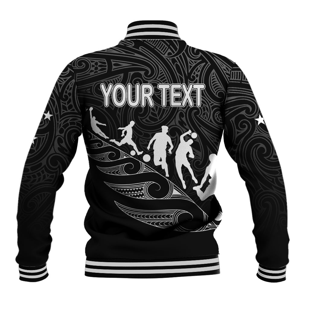 personalised-new-zealand-football-ferns-baseball-jacket-women-world-cup-2023-tribal-koru-pattern