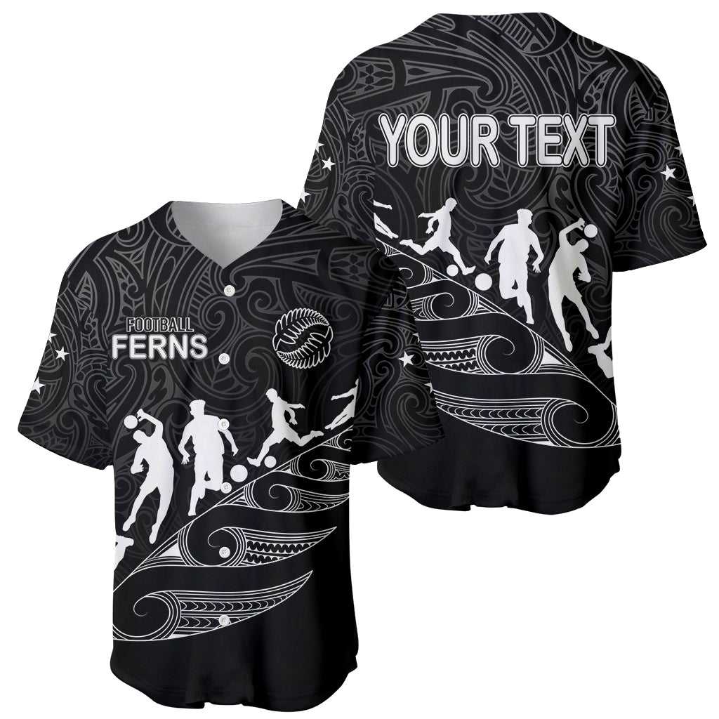 personalised-new-zealand-football-ferns-baseball-jersey-women-world-cup-2023-tribal-koru-pattern