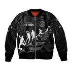 personalised-new-zealand-football-ferns-bomber-jacket-women-world-cup-2023-tribal-koru-pattern
