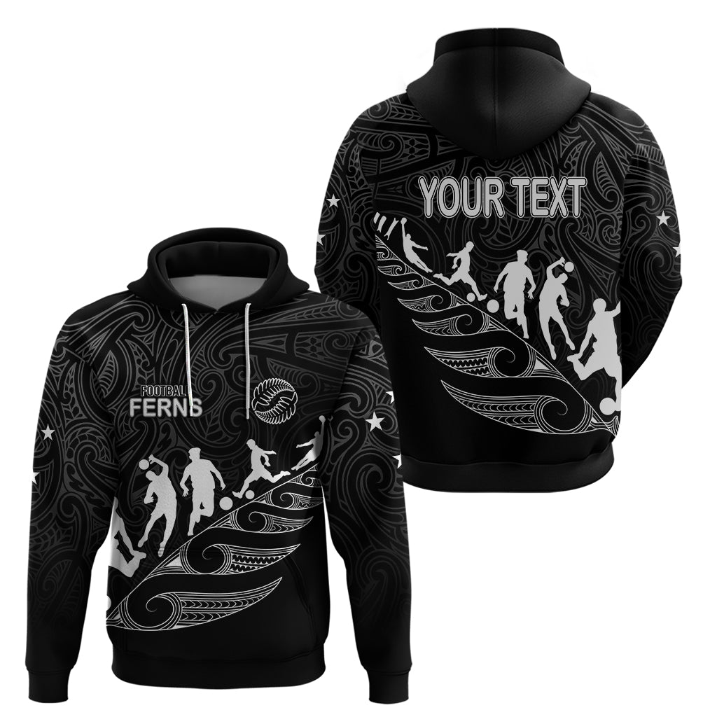 personalised-new-zealand-football-ferns-hoodie-women-world-cup-2023-tribal-koru-pattern